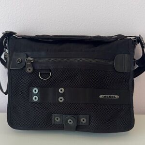 Diesel Men's Black Mesh Messenger Bag
